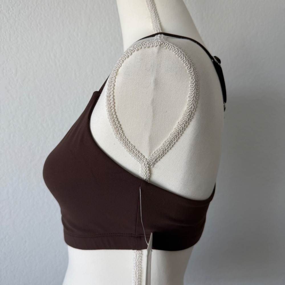 Year of Ours Studio Racer Bralette Oak Dark Brown Large Activewear Yoga Athletic - Picture 5 of 8
